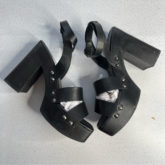 SAM EDELMAN Rosalind Black Leather Platform Heeled Sandals Size 8 - Picture 3 of 9